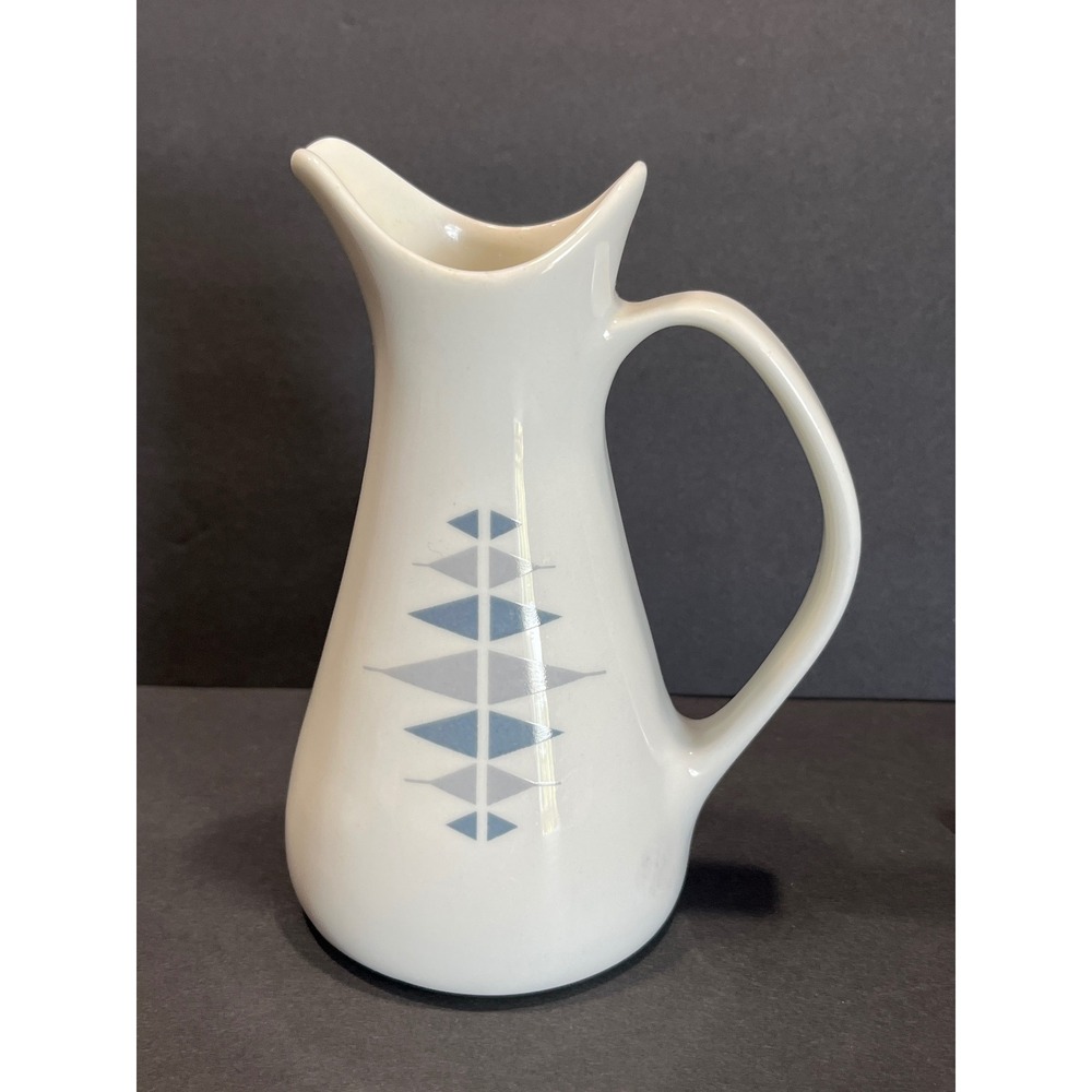 Vintage Iroquois Ben Seibel Impromptu Pyramids Pitcher Mid Century Modern Blue